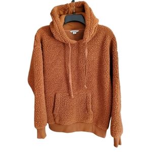 AMERICAN EAGLE BROWN PULLOVER FUZZY SHERPA HOODIE Women's Size Medium